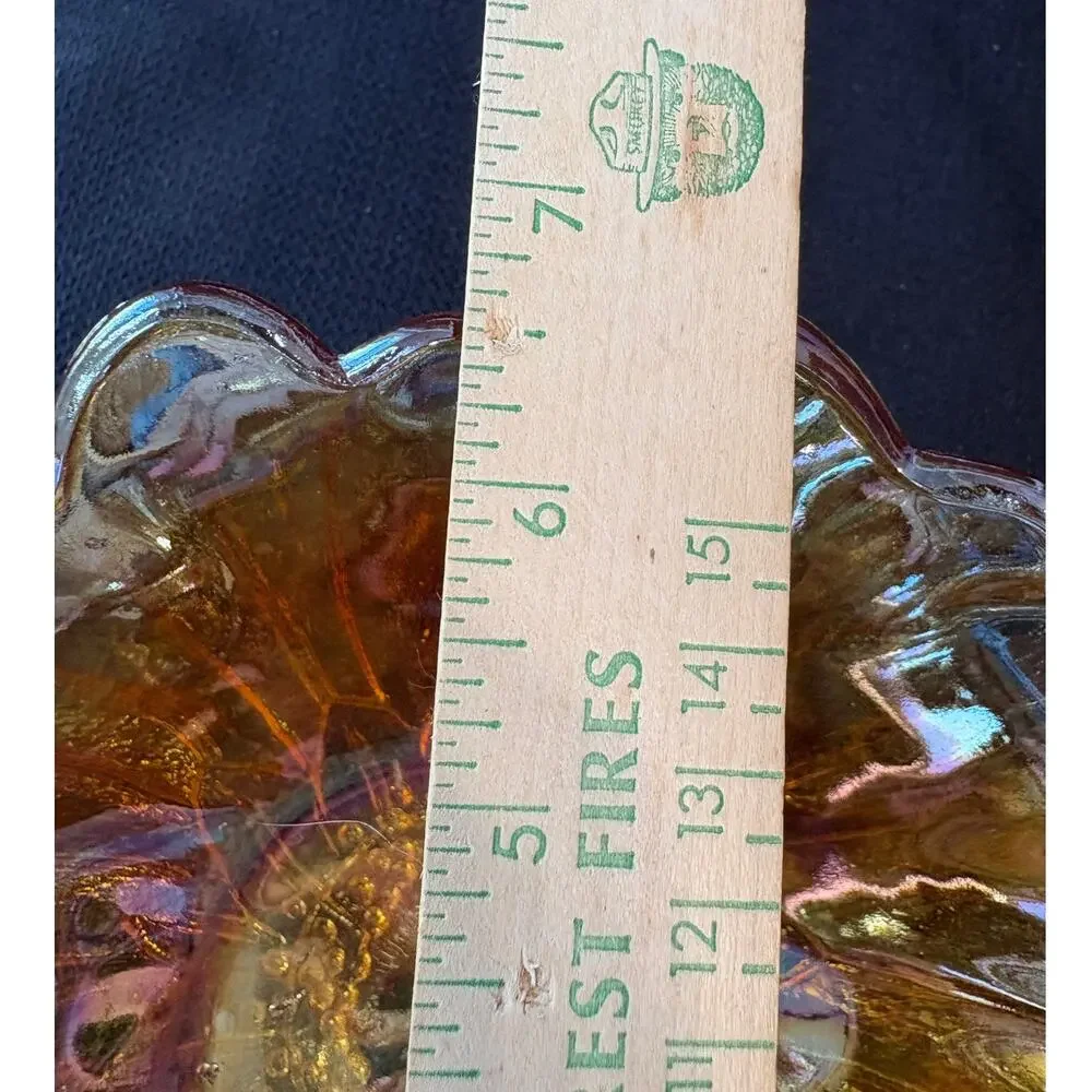Vintage Indiana Carnival Glass Bowl - Iridescent Marigold - 7